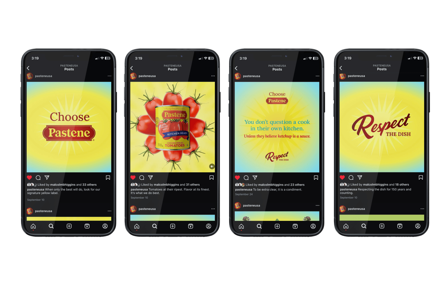 Pastene Social phone mockups