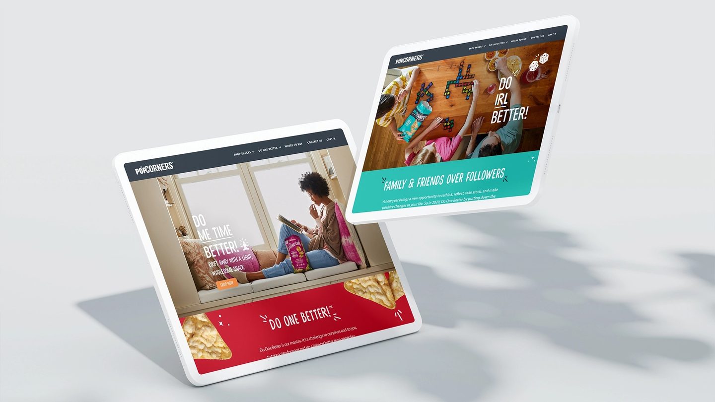 popcorners do one better website mocks